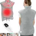 Heating Pad for Back Pain Relief, 22"x 37" Large Heating Pad for Neck and Shoulders, Heat Pad with 6 Heat Settings & 4 Time Settings Auto-Off, Gifts for Women Men Mom Dad (Gray) (37*22 Inch)