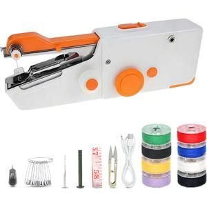 Handheld Electric Sewing Machine for Beginners Adult, Portable Handy Stitching Single Thread Sewing Machine for Quick Clothes Repair, Suitable for Home DIY, Battery or USB Powered