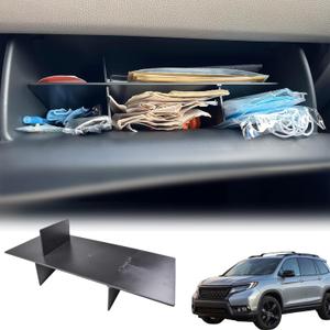 Glove Box Organizer Compatible with Honda Pilot 2016-2022 / Ridgeline 2017-2022 2023/ Passport 2019-2022 2023 Accessories, Insert Compartment Tray ABS Black Materials Dividers