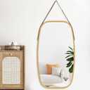 AAZZKANG Large Mirrors for Wall 39"x18" Rustic Hanging Mirror with Wood Frame Decorative Rectangle Mirror for Bedroom Living Room Bathroom Vanity Room (Natural)