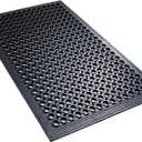 Anti Fatigue Rubber Floor Mats Restaurant Kitchen Rubber Drainage Mat Out Door Mats Durable Non-Slip Bar Floor Mat Utility Mat Indoor Outdoor Wet Area Use 24" x 36" Black