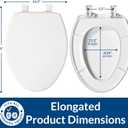 Bemis 7300SLEC Slow Close Toilet Seat, Easy Clean Hinges and Durable Plastic Seat, Made in USA, Elongated, White
