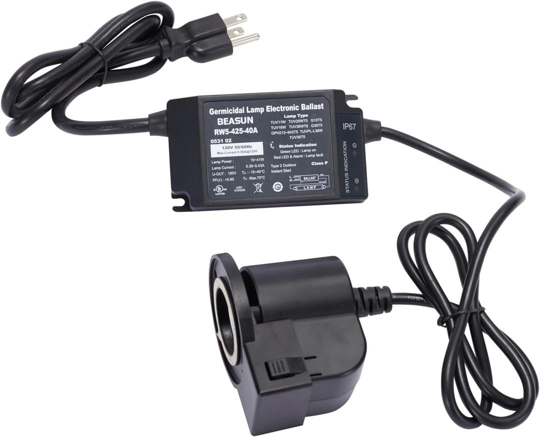 HQUA-OWS-12EB 120V 25-40W Electronic Ballast for HQUA-OWS-12/6 UV Water Sterilizer. Different with OWS-455EB outlet plug.