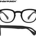 grinderPUNCH Classic Reading Glasses for Women and Men Stylish Lightweight Readers Round Readers for Women and Men (Black)