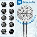 Hibbent 5-spray Dual Filtered Rainfall Shower Head Combo, High Pressure 13'' Showerhead with 10 Spray Mode Handheld, Easy Reach 4-way Diverter Shower Arm with Pause Mode, 71'' Hose and Holder, Chrome
