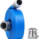 1-1/2" x 100ft PVC Lay Flat Discharge Hose With Aluminum Camlock C & E Fittings, Cam Lock Fitting Type F included, Heavy Duty Reinforced Pump Backwash Hose Assembly