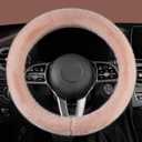 LACDL Fuzzy Winter Steering Wheel Covers for Women, Warm Cute Fluffy Car Wheel Cover for Sedan SUV, Super Soft Furry Girly Auto Plush Car Handle Cover for Cold Weather, Pink, 14-15inch, Standard Size