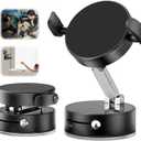 Upgraded 2-in-1 Vacuum Magnetic Suction Cup Phone Mount for Car Dashboard Windshield, Magnet and Clamping in one Reinforced Foldable Magnetic Phone Holder for Car Repair/Gym/Mirror Mount