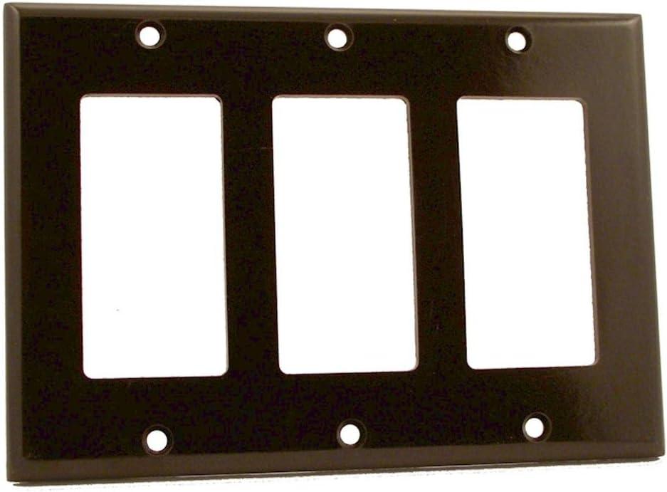 Leviton 80411 3-Gang Decora/GFCI Device Decora Wallplate, Standard Size, Thermoset, Device Mount, Brown (1 Count (Pack of 1), Brown)