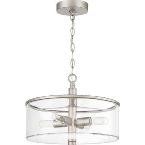 Craftmade 55654-SN Hailie Clear Glass Cylinder Convertible Semi Flush/Pendant Ceiling Light Fixture, 4-Light 240 Total Watts, 10"H x 14"W, Satin Nickel