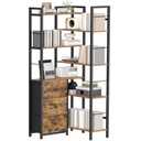 YATINEY Corner Bookshelf, 7 Tier L-Shaped Bookcase with 3 Drawers, Storage Corner Shelf, Freestanding Tall Display Shelf, Industrial Style, for Living Room, Home Office, Rustic Brown and Black SJ10BR