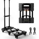Voipvvii Folding Hand Truck 500lbs, Portable Heavy Duty Dolly Cart, 6 Wheels Collapsible Luggage Cart with 2 Elastic Ropes - Compact Trolley Cart for Easy Moving - Ideal Hand Cart for Travel and More