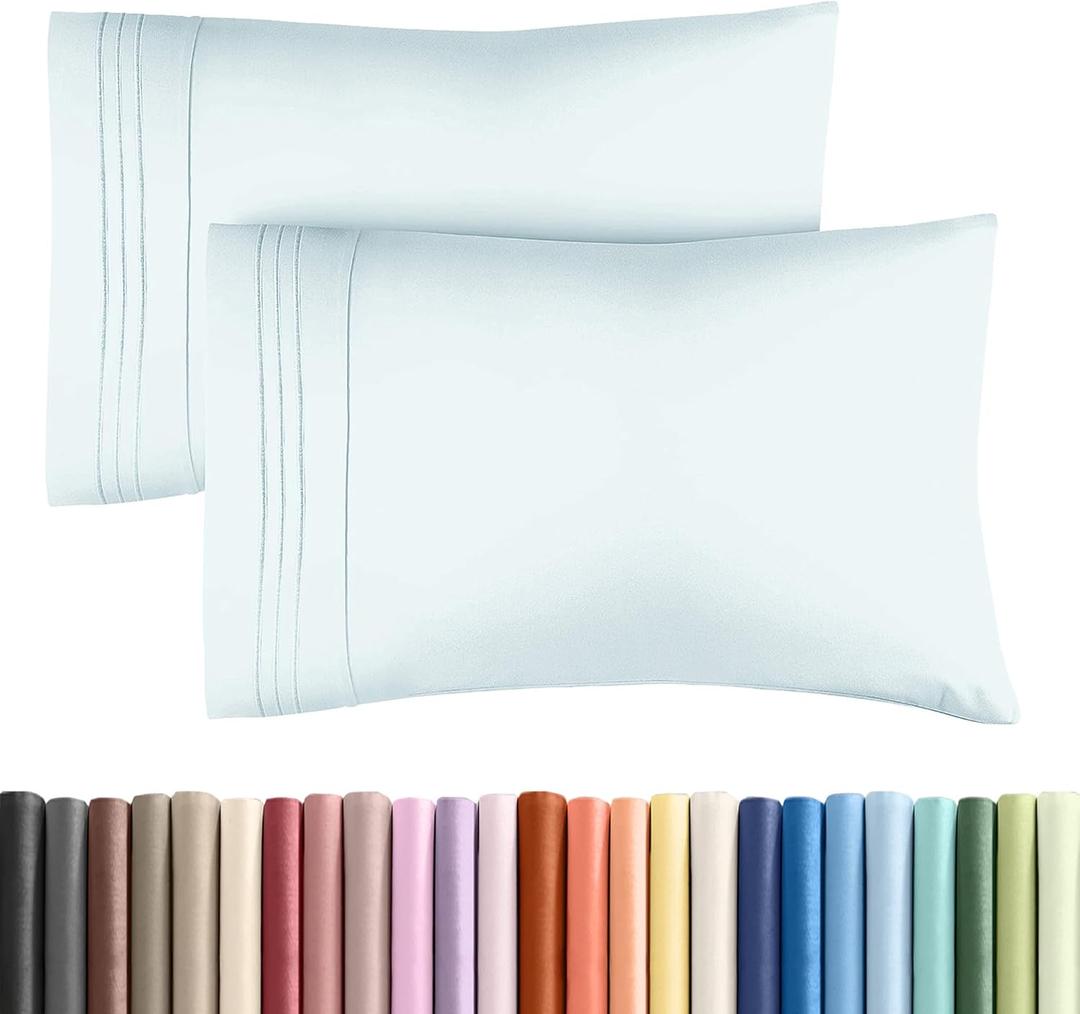Queen Pillow Cases Set of 2 - Ultra Soft Hotel Quality Pillowcase Covers - Comfy, Cozy & Wrinkle Free - Shrinkage, Stain & Fade Resistant - Machine Washable Pillow Protectors - 2 Piece Set - Ice Blue