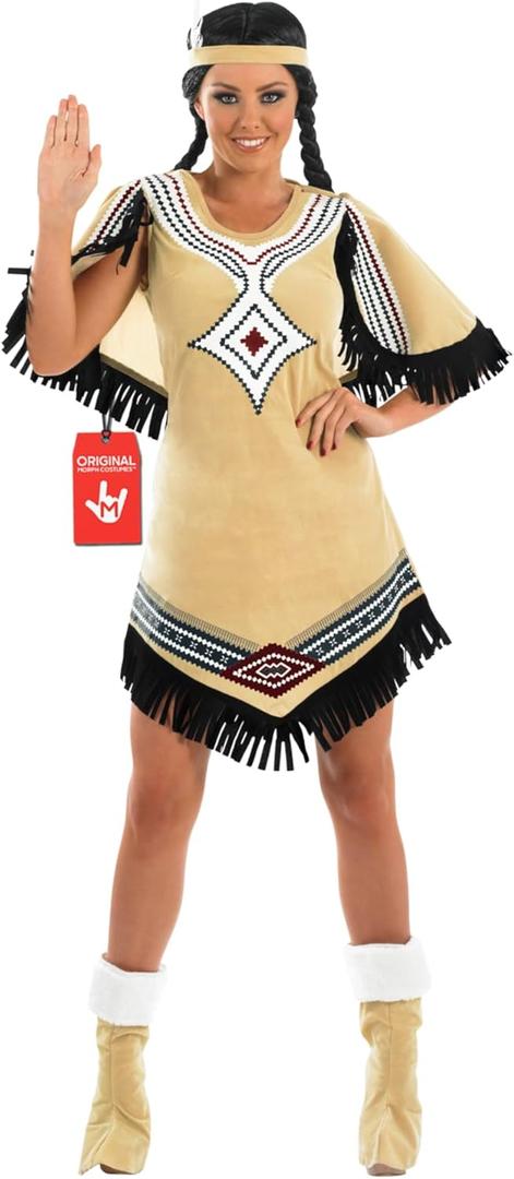 fun shack Native American Costume Women, Native American Dress for Women, Warrior Princess Costume Women (Medium, White)