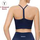 NANJI Seamless Sports Bra for Women - Padded Racerback Y Bra Low Impact Removable Pad for Fitness Gym Yoga Workout Top (Blue, S)