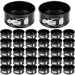 Sunnyray 50 Pcs 4 Inch Springform Pan for Baking Mini Cheesecake Pans with Removable Bottom Nonstick Leakproof Round Cake Mold Spring Form Molds for Mini Cheesecake Pizza and Quiches (Black)
