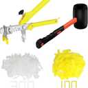 Storystore Tile Leveling System with Tile Pliers and Hammer - 300 Piece Tile Spacers Clips and 100 Piece Reusable Wedges, 1/16 Inch Tile Installation Tools Kit