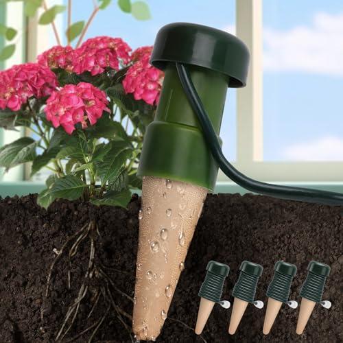 Plant Self-Watering Terracotta Stakes Automatic Watering Spikes for Indoor Outdoor Plants,Houseplant Insert Devices for Garden Vacation Use,Drip Irrigation System for Bonsai(5 PCS)