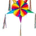 Mexican Star Pinata Festive Rainbow Colorful Pinatas Party Decorations 32 Inch Authentica Birthday Pinata for Kids Birthday Party Dia de Los Muertos Big Mixed Colors Foldable Pinata, 5 de Mayo