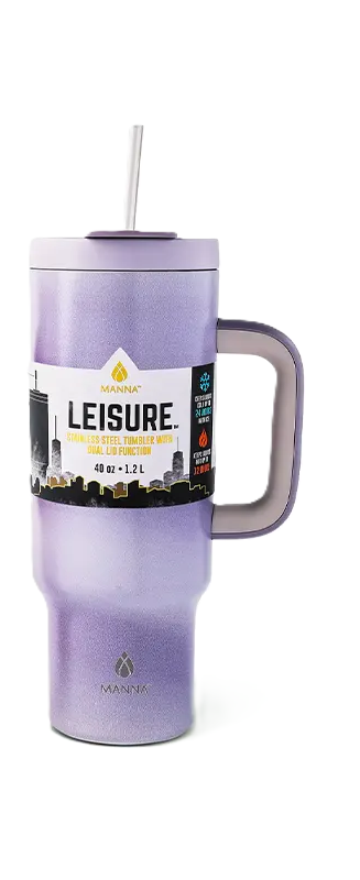 MANNA LEISURE STAINLESS STEEL TUMBLER WITH DUAL LID FUNCTION 40 OZ