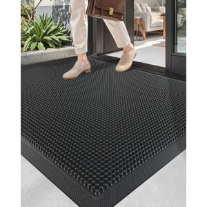Color&Geometry Large Rubber Outdoor Mats for Front Door Outside & Indoor Entrance Patio Waterproof Heavy Duty Entry Doormat - 36"x48" Black