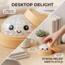 Giant Dumpling Stress Ball, Big Squishy Steamed Bun Fidget Toy with Steamer, Helps with Stress Relief, Soft Squeeze Ball for Kids and Adults (Colorful Glitter)