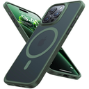 TORRAS Magnetic Shockproof for iPhone 15 Pro Case, [MilitaryGrade Drop Tested][Compatible with MagSafe] Translucent Hard PC Back with Silicone Slim Protective Cover AntiFingerprint, Green
