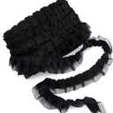 Pandahall 21.8 Yards Satin Organza Lace Edge Trim 2-Layer Gathered Ruffle Chiffon Ribbon 1-5/8 Inch Black Pleated Edging Trimmings Fabric for Cloth Sewing Embroidered Applique Wedding Party Decor
