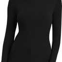 GEMBERA Womens Long Sleeve Turtle Neck Basic Slim Fitted Ribbed Knit Tops Thermal Shirts (X-Large, Black)