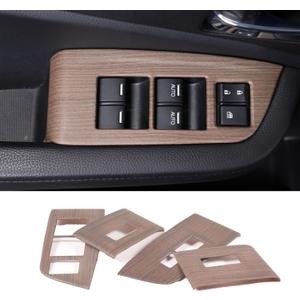 4PCS Window Lift Switch Panel Frame Cover Trim for Honda Pilot 2016-2022/ Passport 2019-2023, ABS Material Car Door Window Glasses Lifter Button Decoration Accessories (Pear Wood Grain)