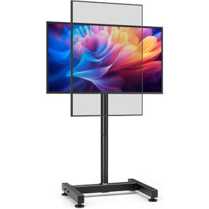 AX WABER TV Floor Stand for 13-50 inch Screens Holds up to 77lbs, Tilting and Height Adjustable Monitor Floor Stand Mount,Tall Standing TV Stand for Bedroom, Dorm Room, Office, Max VESA 200x200mm