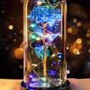 Mothers Day Flowers Gifts for Mom Women Birthday Gift Rechargeable Galaxy Glass Rose in Glass Dome Forever Crystal Eternal Rose Anniversary Mothers Day Roses Gifts for Daughter Wife Women Grandma Blue