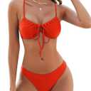 ZAFUL Women High Cut Bikini Sets String Sexy Swimsuit Two Piece Underwire Bathing Suit Brazilian Cheeky Cut Out Cute Swimwear (Medium, Red)