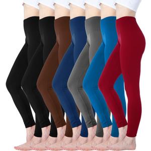 Diravo 7 Pack Fleece Lined Leggings Womens Fashion High Waist Tummy Control Leggings for Women Winter Warm (XL)