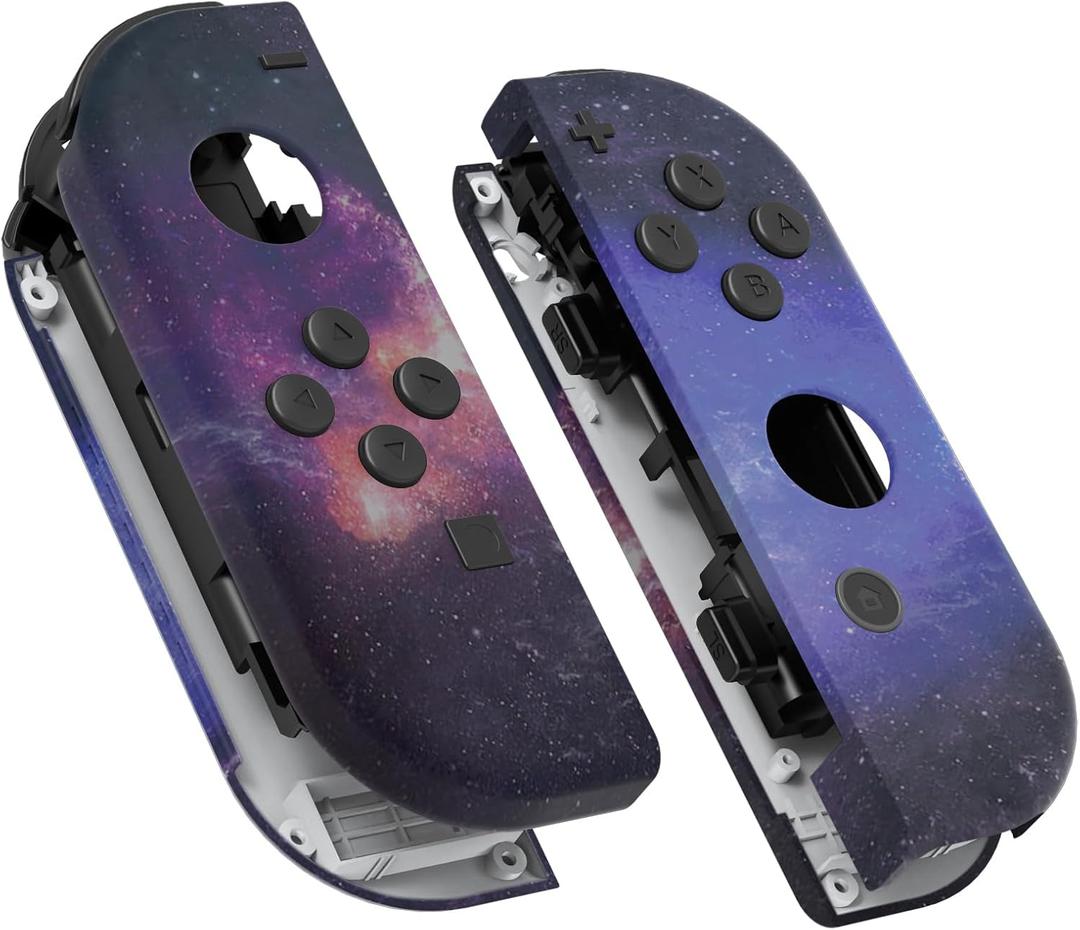 eXtremeRate DIY Replacement Shell Buttons for Nintendo Switch & Switch OLED, Nebula Galaxy Soft Touch Custom Housing with Full Set Button for Joycon Handheld Controller - Console Shell NOT Included