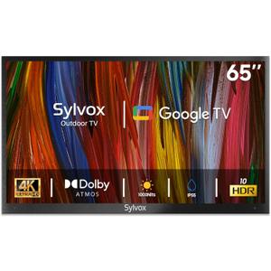 SYLVOX Outdoor TV, 65 inch Smart TV Waterproof Outdoor TVs, 4K Weatherproof Television for Outside,Support Google Assistant & Chromecast, 1000 nit Brightness Partial Sun (Deck Pro 2.0/2024)