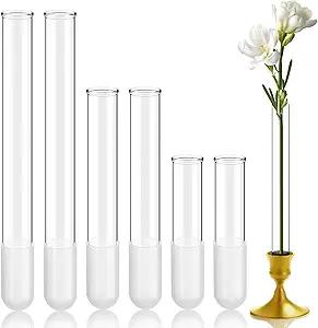 Ninehaoou 6 Pack 3.9" 5.9" 7.9" Bud Vase Taper Candle Holder's Flower Vase for Candlestick Sizes from 22mm to 27mm Adjustable Designed Specially for Taper Candle Holder for Tablescapes, Wedding Decor