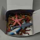 12 Pack Ocean Animal Toys with Educational Booklet for Kids, Realistic Soft Plastic Creatures Model Figures for Toddler Boys Girls, Under the Sea Party Favor, Birthday Gifts Water Table Toy