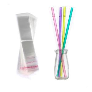 Dakoufish Straws, Carrying bags, Long Self-Sealing Cellophane Bags, 1x9 Inches 100 Pcs, Clear OPP Poly Bag