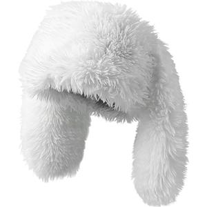 Fluffy Bunny Ear Beanie Y2K Faux Fur Hat with Long Ears Cute Warm Plush Hat