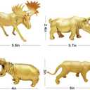 Metallic Gold Plastic Animal Figurines Toys, 12PCS Golden Safari Zoo Animal Figures, Jungle Wild Animals for Baby Shower Decor, Safari Themed Birthday Party, Christmas Decoration Gifts
