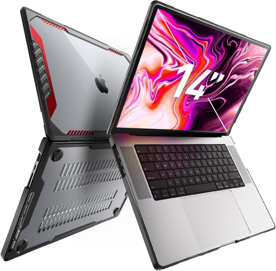 SUPCASE for MacBook Pro 14 Inch Case 2024-2021 (Unicorn Beetle), M4/M3/M2/M1 Pro/Max A3185 A3401 A3112 A2918 A2992 A2779 A2442 Heavy Duty Rugged Hard Shell Protective Cover for MacBook Pro 14", Red (Black/Red)