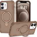 PeakFuel Compatible with iPhone 12 & 12 Pro Case 6.1'' with Magnetic Ring Stand [Military Drop Protection][Compatible with MagSafe] Shockproof 12 & 12 Pro Phone Case for Men Wowen,Brown