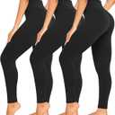 3 Pack High Waisted Leggings for Women No See-Through Soft Athletic Tummy Control Pants for Running Yoga Workout (Small-Medium)
