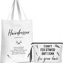 Coume 2 Pcs Hairdresser Gifts for Women Hair Stylist Tote Bag Makeup Bag Hairstylist Cosmetic Pouch Hairdresser Inspirational Canvas Pouch Funny Gift