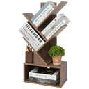 Labcosi 3 Tier Tree Bookshelf, Small Bookshelf with Open Storage Space, Wood Shelf for Storing Books, Book Organizer Shelves for Home Office, Bedroom, Living Room