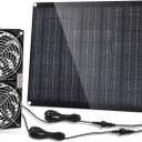 Solar Fan, 30W Solar Powered Fan with Dual IPX7 Waterproof Fans for Outside Chicken Coops, Greenhouses, Sheds, Intake or Exhaust Air Fan, Solar Ventilation Fan, Solar Exhaust Fan