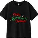 Christmas Shirts for Toddler Boys Girls Kids 2-8 Years, Santa Reindeer Snowman Dinos Truck Short Sleeve Tee (4-5T)