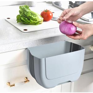 Hanging Folding Mini Trash Can for Kitchen Cabinet Door, Small Collapsible Garbage Bin Under Sink,Wall Mounted Waste Bin- Container Cabinet/Bedroom/Bathroom (3L)(White)