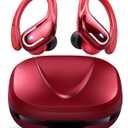 Wireless Earbud, 75Hrs Bluetooth 5.4 Headphones IP7 Waterproof for Sport, Running Wireless Earphones with ENC Noise Canceling Mics, Deep Bass Over Ear bud with Earhooks for Android, iOS, Workout, Gym (Dark red)